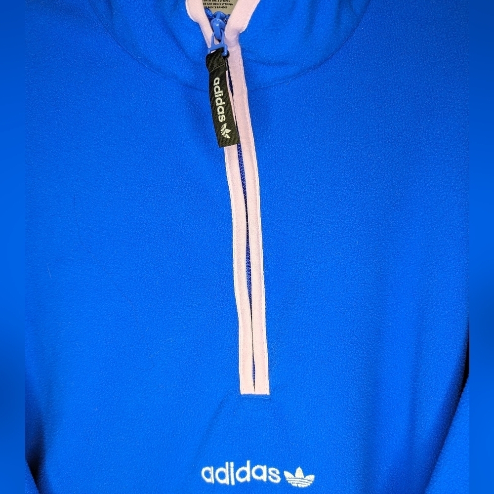 Adidas 1/2 zip pull over Cobalt blue with lilac trim retro colors size XL - Picture 4 of 10